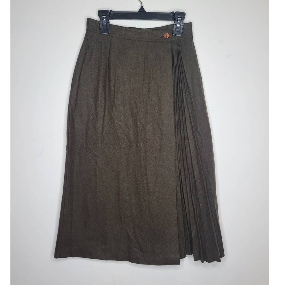Vintage Hunters Run olive green wool blend long skirt - 4